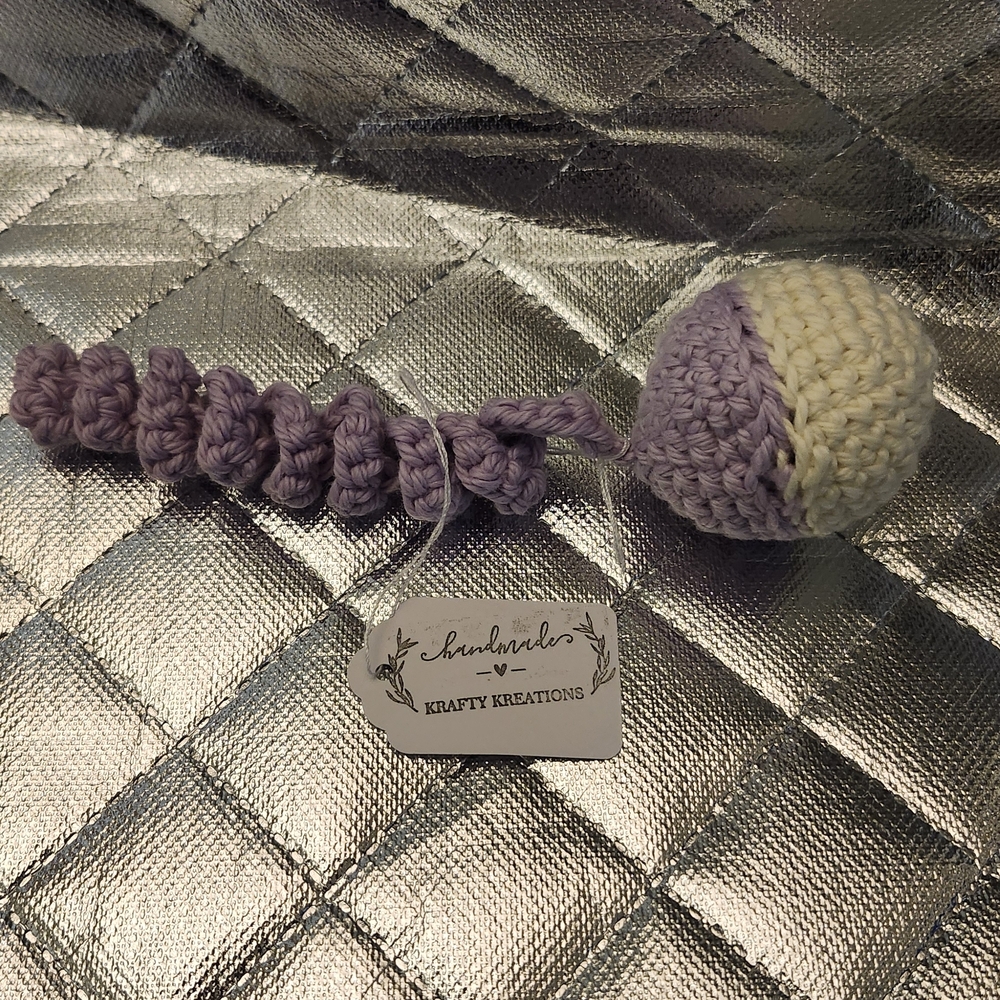 Hand Crafted Purple and Cream Cat Toy
